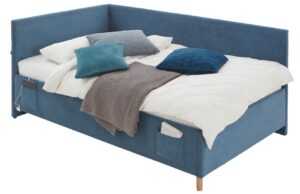 Modrá manšestrová postel Meise Möbel Cool II. 140 x 200 cm s úložným prostorem