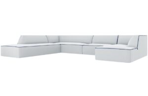 Modrá čalouněná pohovka do "U" MICADONI Ruby 366 cm
