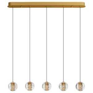 Zlaté skleněné závěsné LED světlo Nova Luce Licio 84 cm
