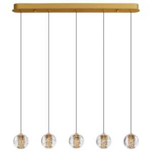 Zlaté skleněné závěsné LED světlo Nova Luce Licio 84 cm