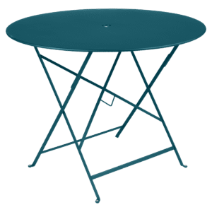 Modrý kovový skládací stůl Fermob Bistro Ø 96 cm