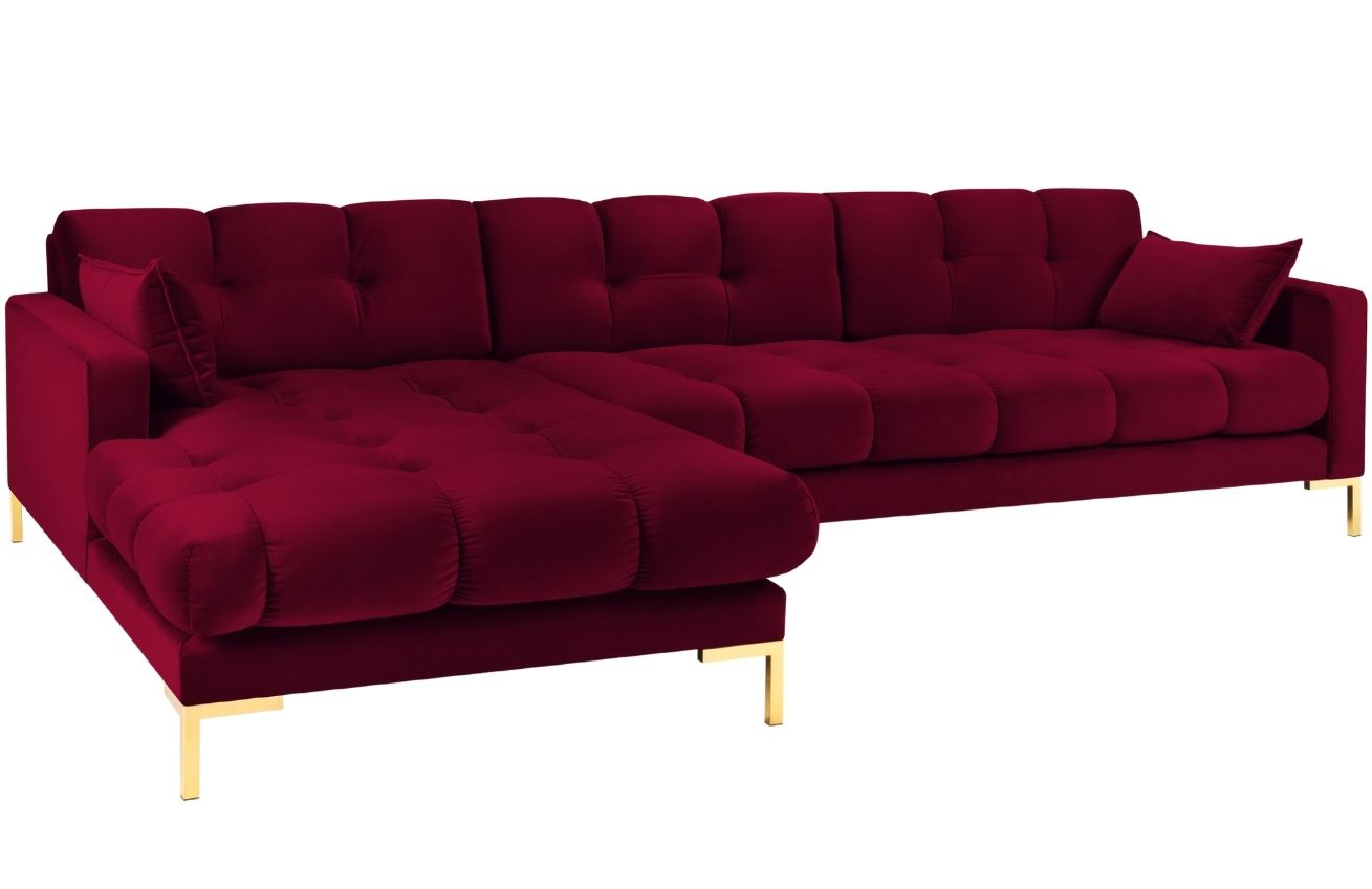 Micadoni Sametová rohová pohovka Mamaia 293 cm