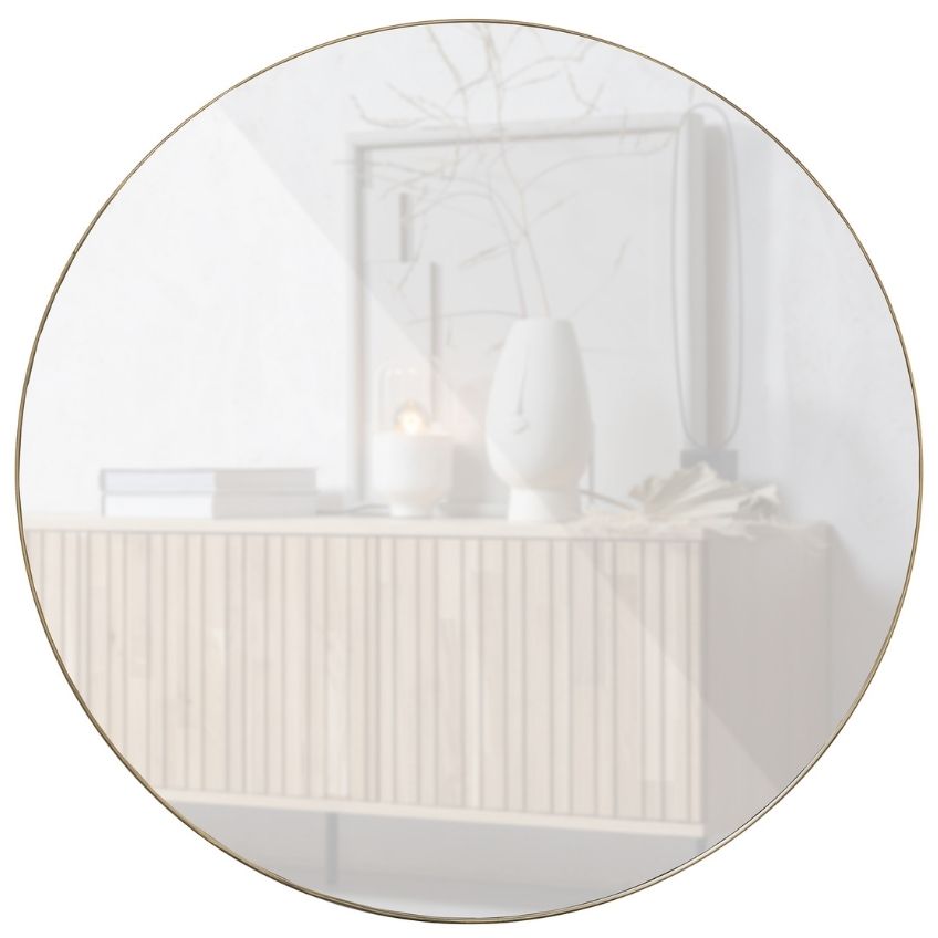 WOOOD Zlaté kovové závěsné zrcadlo Doutzana 115 cm