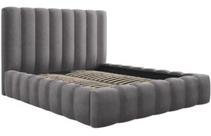 Micadoni Sametová postel Kelp 140 x 200 cm s úložným prostorem