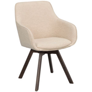 Béžové čalouněné otočné křeslo ROWICO ALISON s hnědou podnoží