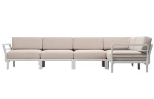 Nardi Béžová zahradní rohová pohovka Maximo s bílou podnoží 345 cm