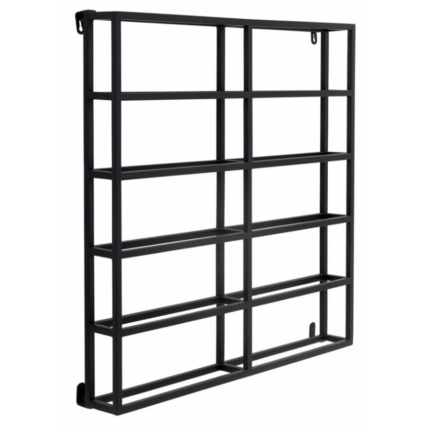 Černý kovový nástěnný stojan na víno Bloomingville Magne 67 x 67 cm