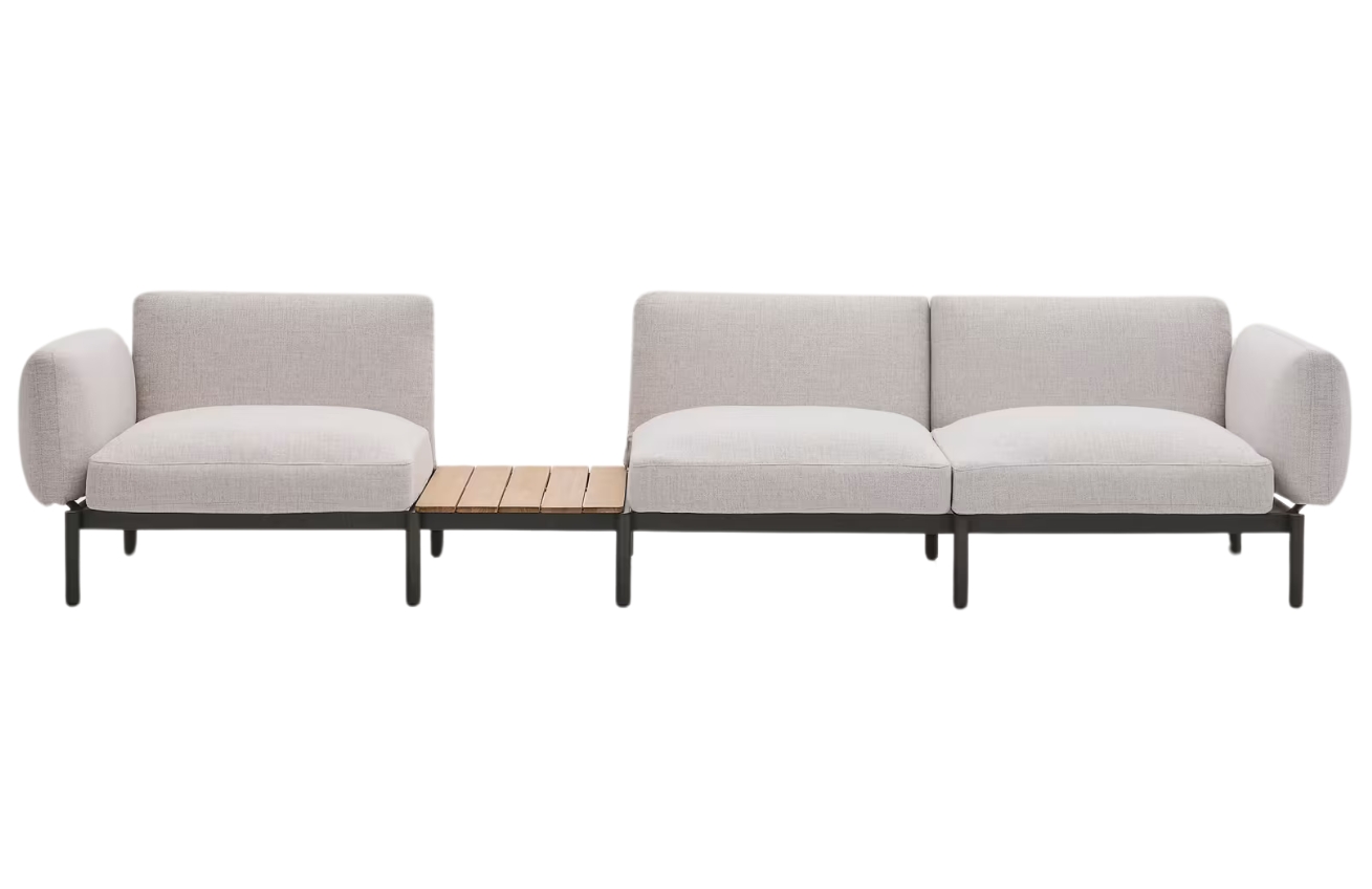 Kave Home Zahradní pohovka Sorells 341 cm se stolkem