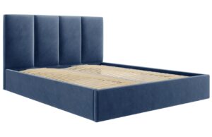 Micadoni Tmavě modrá dvoulůžková postel Pyla 160 x 200 cm s úložným prostorem