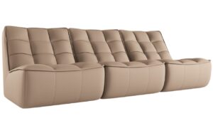 Maison Heritage Tmavě béžová kožená pohovka Moni 249 cm