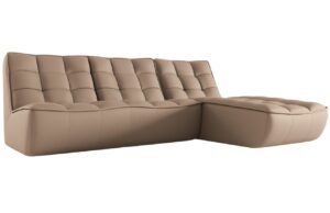 Maison Heritage Tmavě béžová kožená rohová pohovka Moni 246 cm