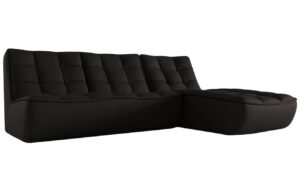 Maison Heritage Černá kožená rohová pohovka Moni 246 cm