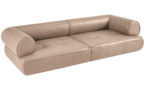 Maison Heritage Tmavě béžová kožená pohovka Lily 272 cm