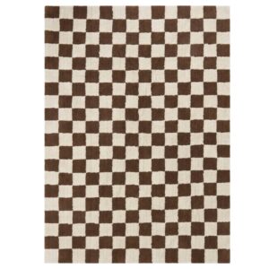 Jotex Hnědý kostkovaný koberec MELA 170 x 240 cm