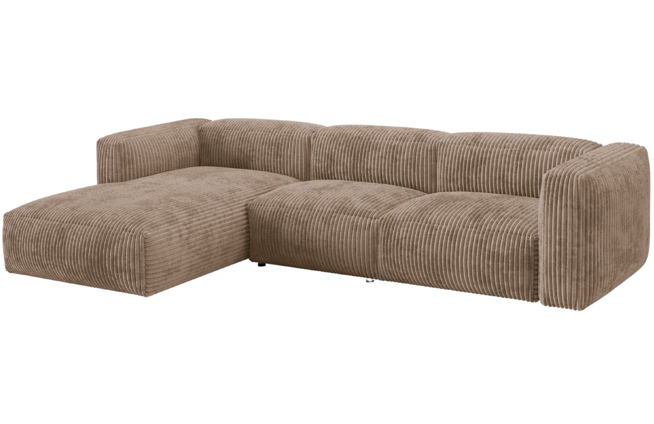 Micadoni Tmavě béžová manšestrová rohová pohovka Martina 330 cm