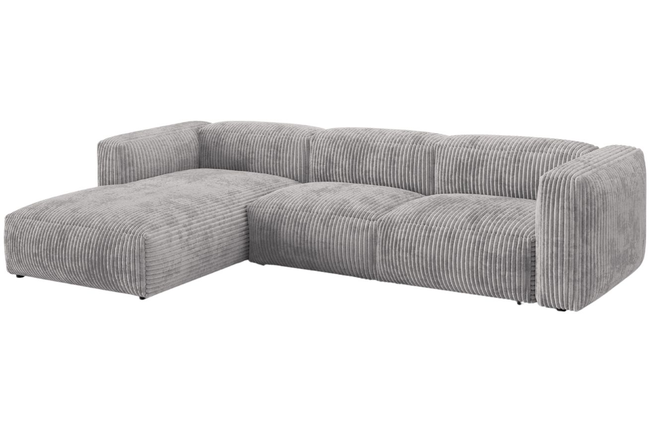 Micadoni Světle šedá manšestrová rohová pohovka Martina 330 cm
