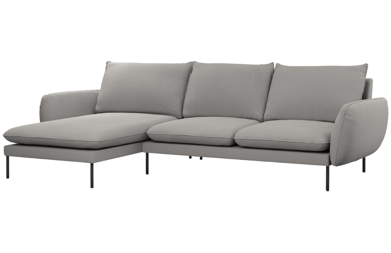 Cosmopolitan Design Šedá bouclé rohová pohovka Vienna 255 cm