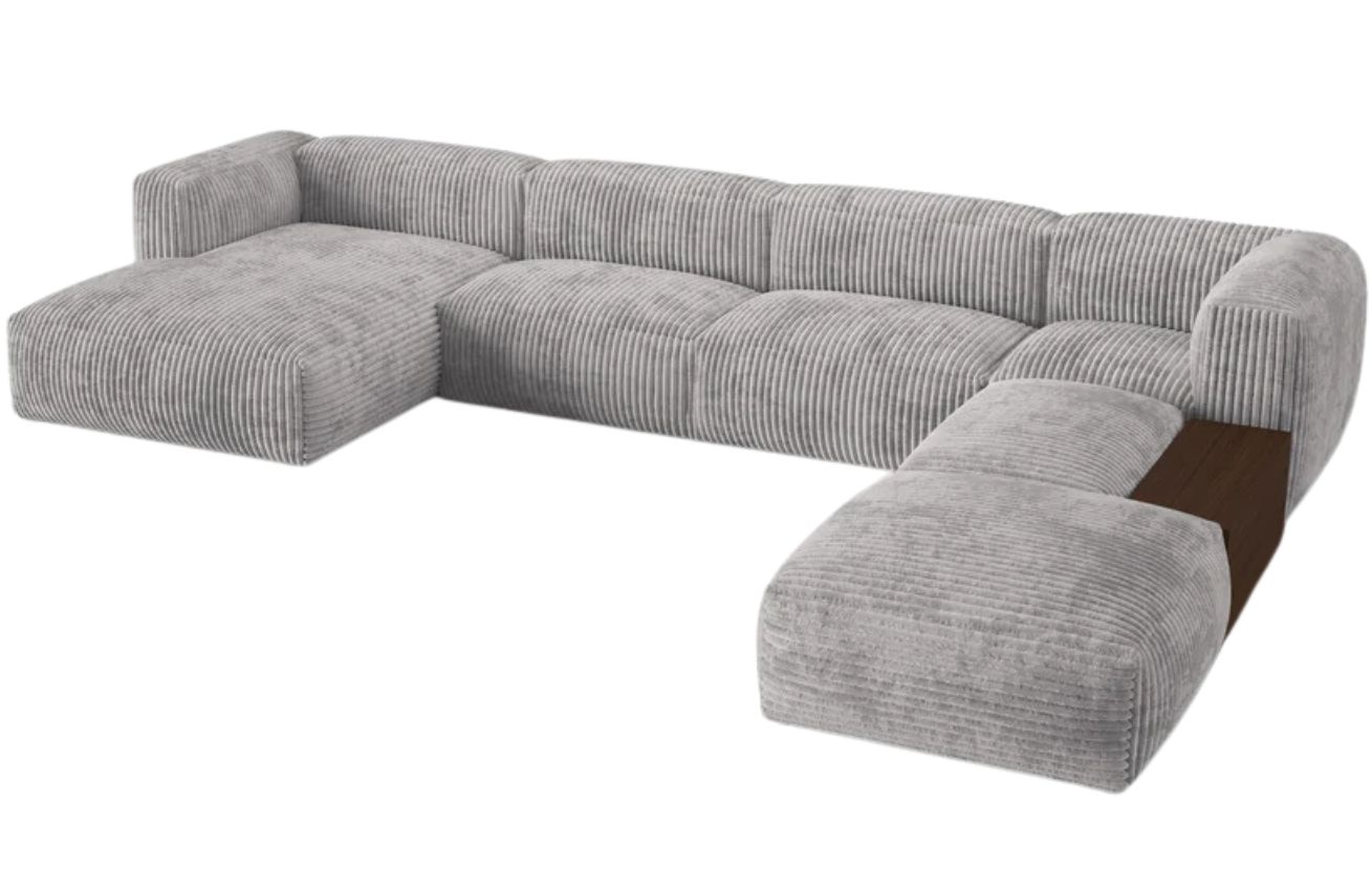 Micadoni Světle šedá manšestrová rohová pohovka Martina 406 cm