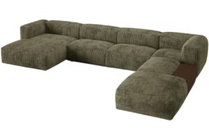 Micadoni Zelená manšestrová rohová pohovka Martina 406 cm