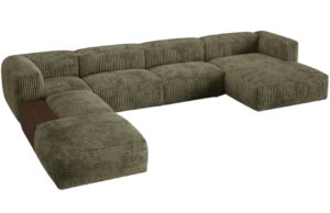 Micadoni Zelená manšestrová rohová pohovka Martina 406 cm