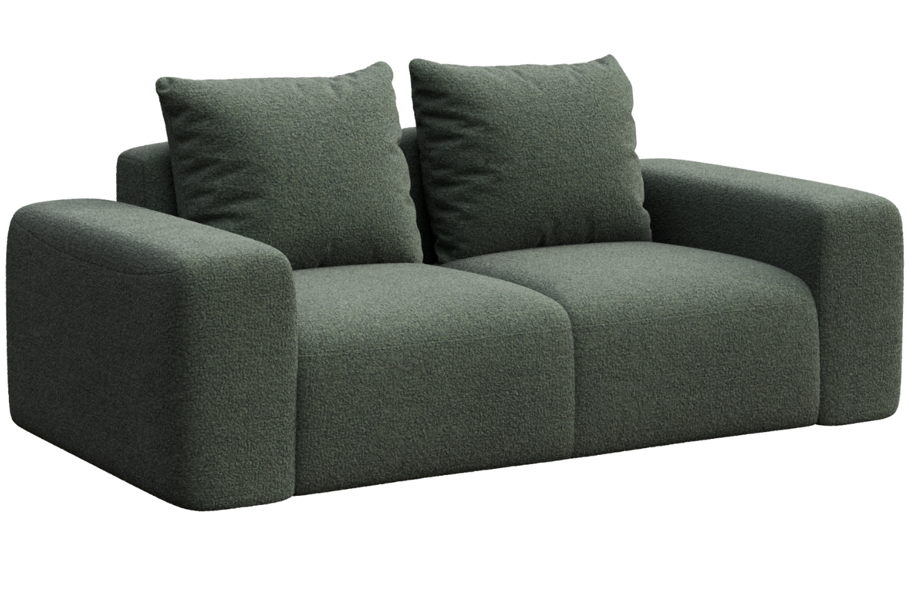 Rodier Lahvově zelená bouclé dvoumístná pohovka Monce 212 cm