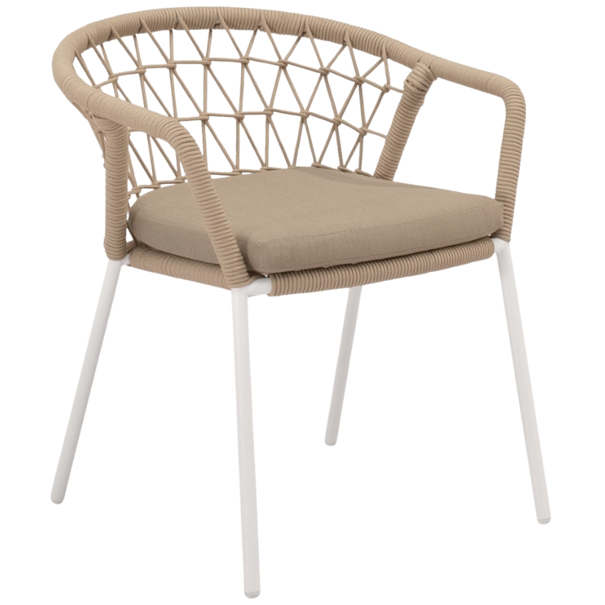 Somcasa Béžová zahradní židle Solene s bílou podnoží