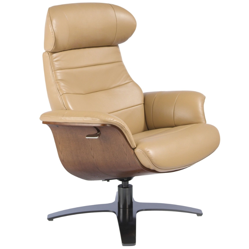 Angel Cerdá Béžové kožené otočné křeslo No. 5087