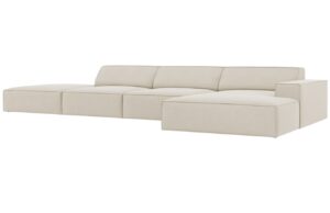 Micadoni Tmavě béžová sametová rohová pohovka Jodie 341