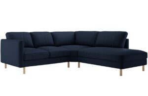 Micadoni Tmavě modrá sametová rohová pohovka Eden 267 cm