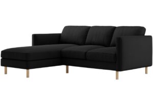 Micadoni Černá sametová rohová pohovka Eden 223 cm