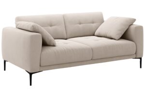 Micadoni Béžová sametová trojmístná pohovka Bemy 200 cm