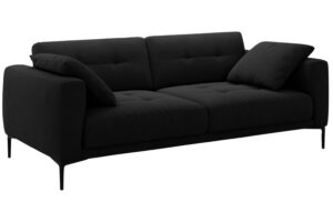 Micadoni Černá sametová čtyřmístná pohovka Bemy 230 cm