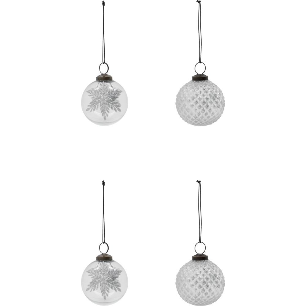 House Doctor Stříbrné skleněné vánoční ozdoby Snowi 7