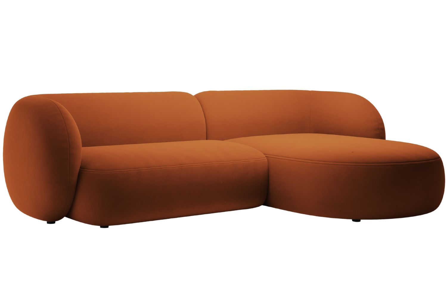 Micadoni Oranžová sametová rohová pohovka Kate 285 cm