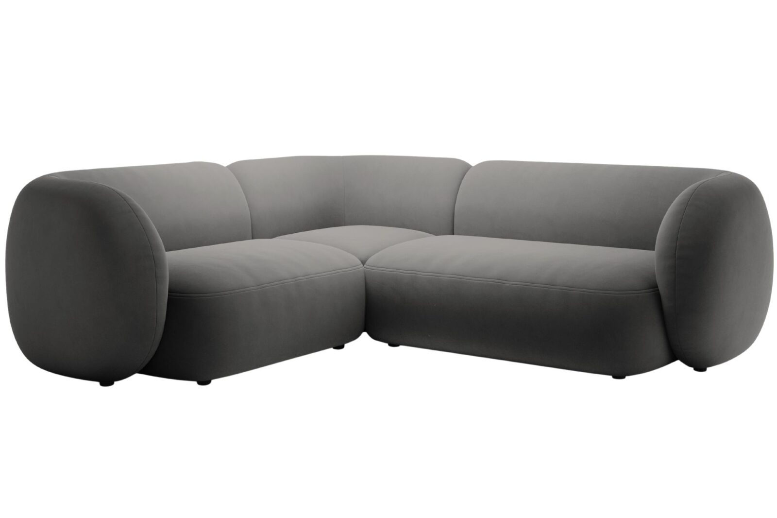 Micadoni Tmavě šedá sametová rohová pohovka Kate 252 cm