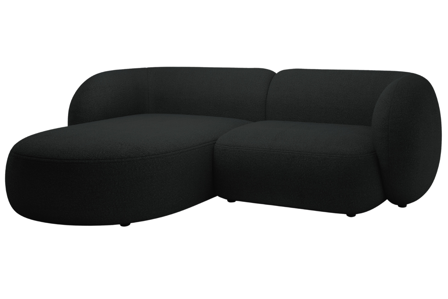Micadoni Černá bouclé rohová pohovka Kate 255 cm