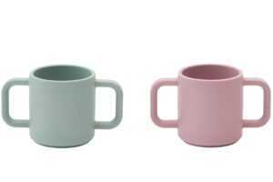 Kave Home Růžovo-zelený set dvou silikonových hrnků Lili 180 ml