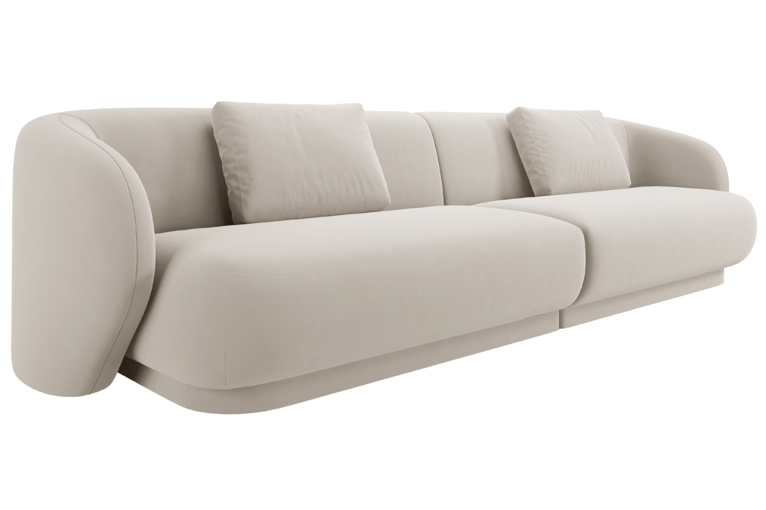 Cosmopolitan Design Krémově bílá sametová čtyřmístná pohovka Camden 304 cm