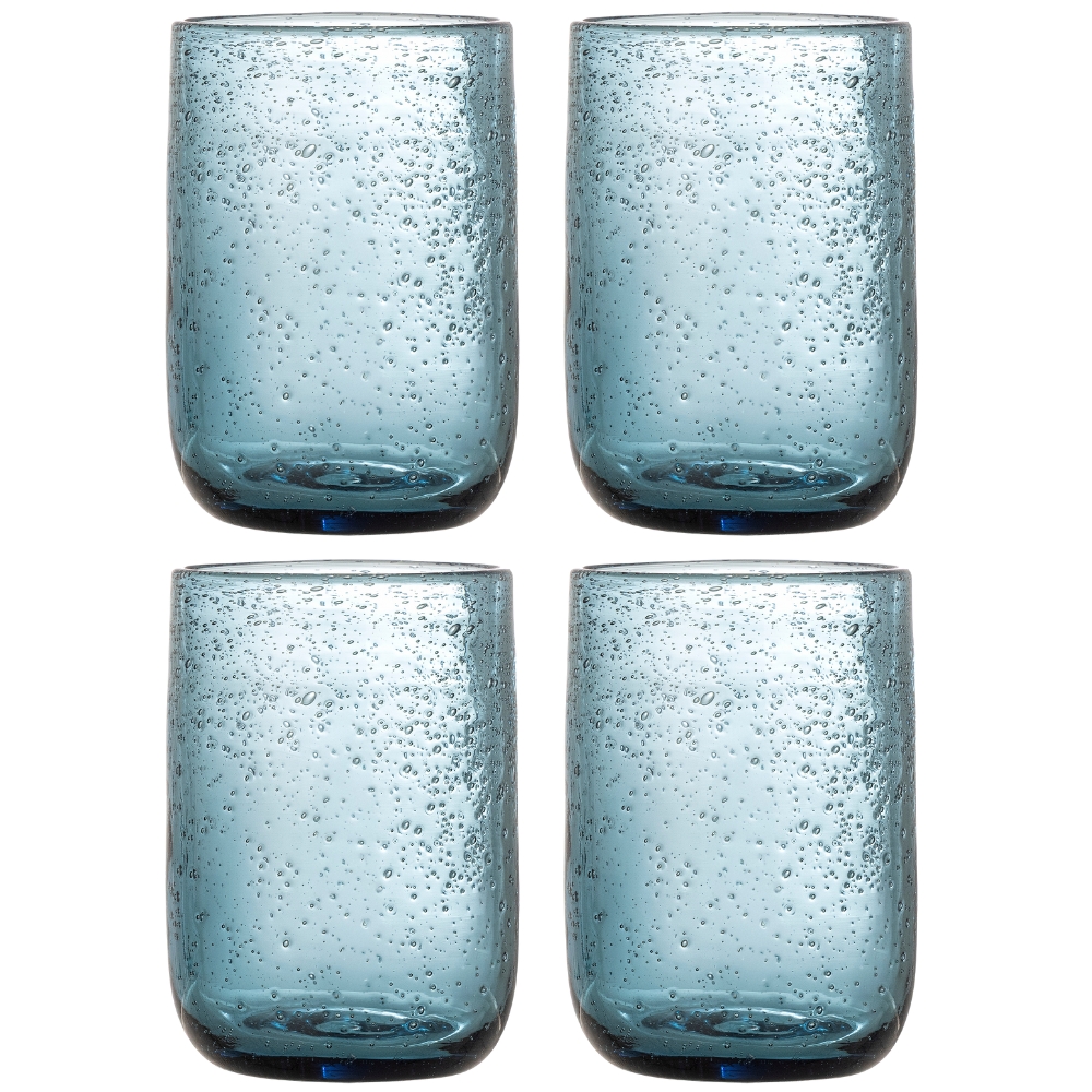 Bloomingville Set čtyř modrých sklenic Tabby 330 ml