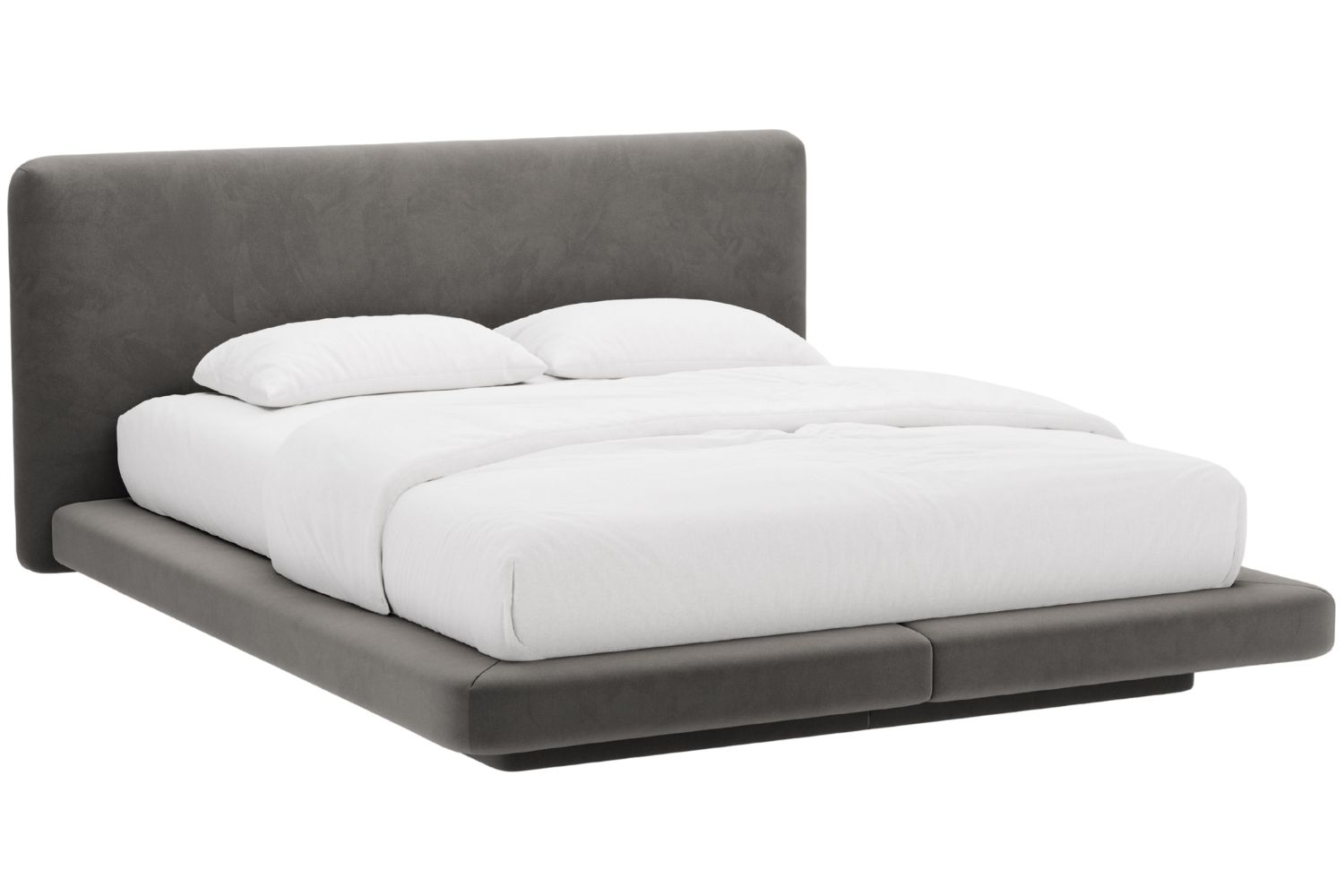 Micadoni Tmavě šedá sametová dvoulůžková postel Linea 160 x 200 cm