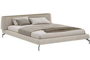 Woodsoft Béžová čalouněná dvoulůžková postel Vertigo 180 x 200 cm