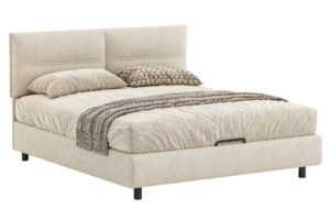 Woodsoft Béžová čalouněná dvoulůžková postel Salerno 160 x 200 cm