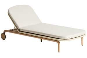 Kave Home Dřevěné zahradní lehátko Alipa s béžovým výpletem