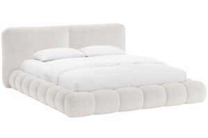 Micadoni Světle béžová žinylková dvoulůžková postel Solange 180 x 200 cm