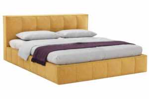Woodsoft Žlutá čalouněná dvoulůžková postel Bergamo 160 x 200 cm