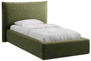 Micadoni Zelená žinylková jednolůžková postel Kaelle 90 x 200 cm s úložným prostorem