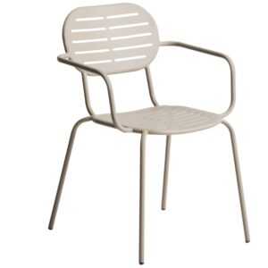 Kave Home Béžová kovová zahradní židle Brai s područkami
