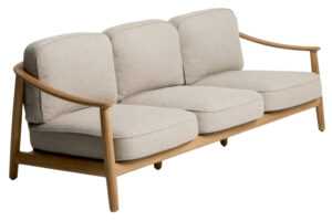 Kave Home Dřevěná zahradní trojmístná pohovka Elunda 215 cm s výpletem