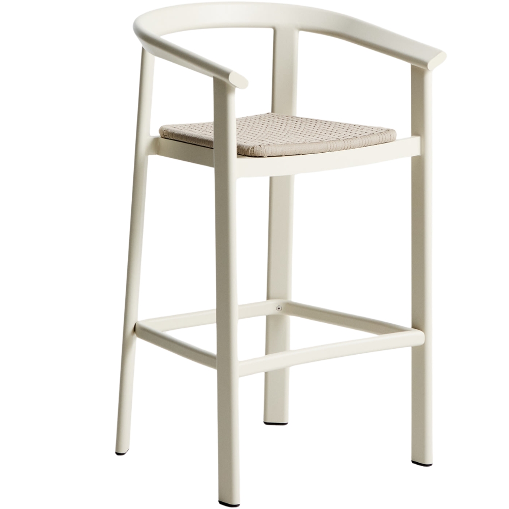 Kave Home Krémová zahradní barová židle s výpletem Erice 75 cm