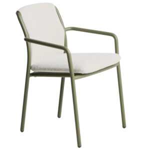 Kave Home Zelená hliníková zahradní židle Linosa s polštářem